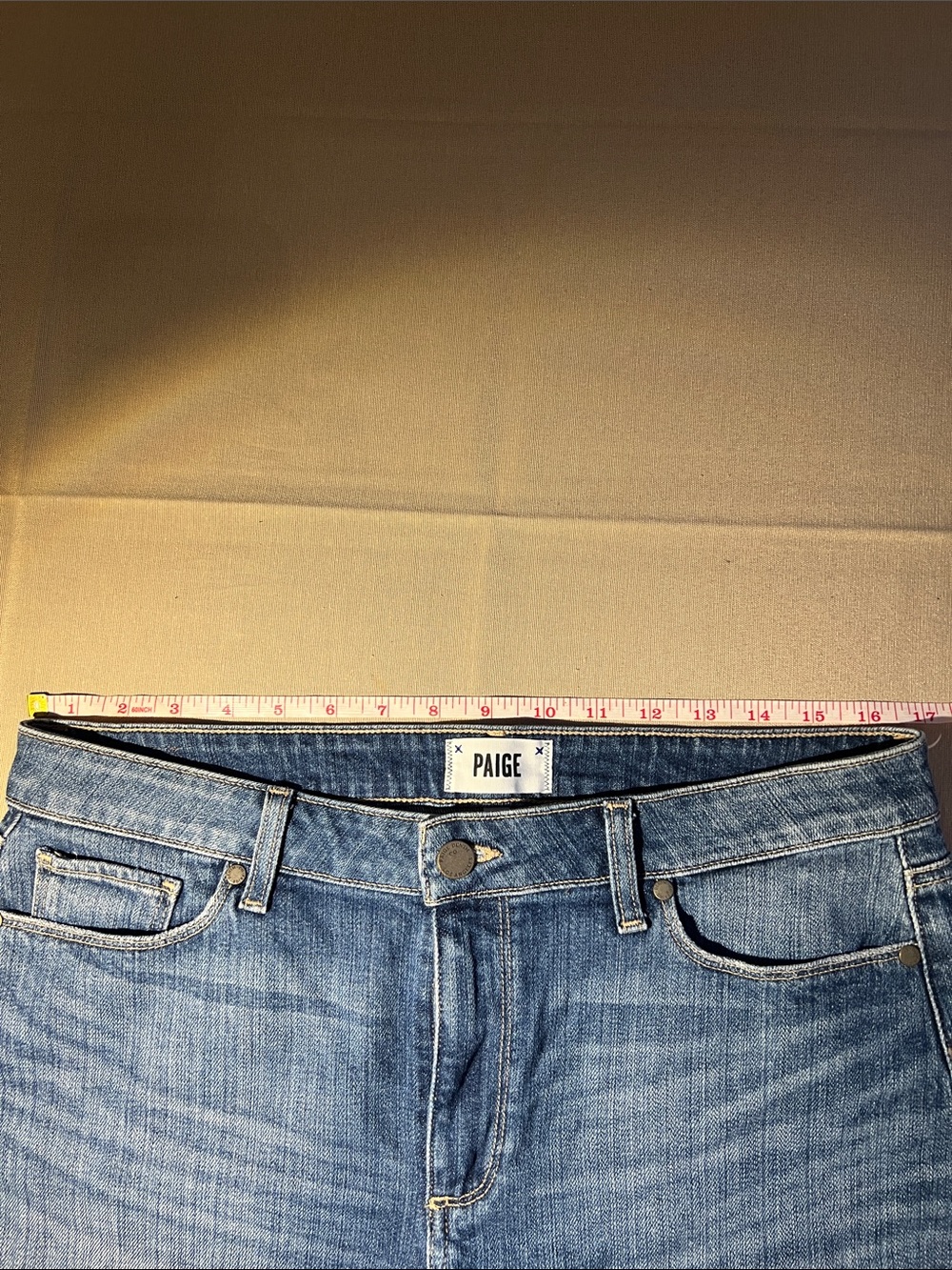 PAIGE Light Blue Rolled Hem Denim Shorts - Picture 3 of 8